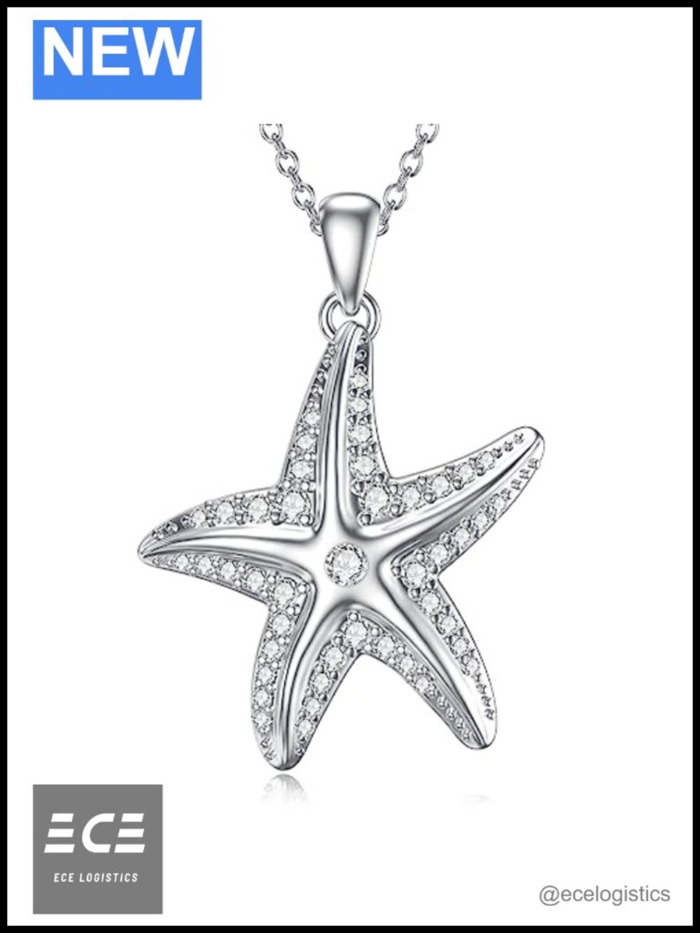 MONGAS Starfish Pendant Necklace 925 Sterling Silver Cubic Zirconia